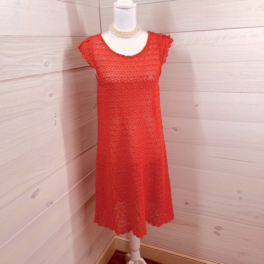 Black Swan Cotton Crocheted Open Lace Dress M FREE SHIP